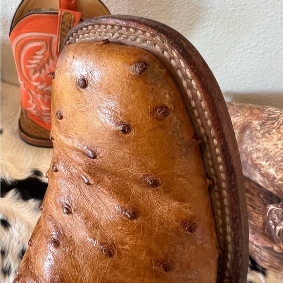 Anderson Bean Full Quill Ostrich Square Toe Boots Women’s Size 7 B Narrow - Picture 6 of 14